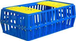 Ящик пластиковый перфорированный с крышкой для перевозки птицы (несушек и бройлеров), 850х500х300 мм, синий [312]