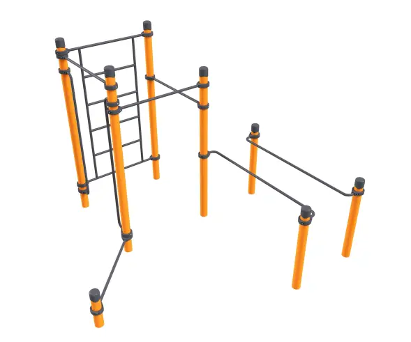 3 турника, параллельные брусья для колясочников, шведская стенка, перекладина для отжиманий и вертикальные поручни для ОВ «Титан»