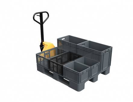 Паллет (поддон) пластиковый сплошной на 3-х полозьях, 1200х1000х150 мм, серый [02.103F.91.C3]