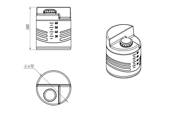 Емкость дозировочная 60л под плотность до 1.3 г/см3 белая