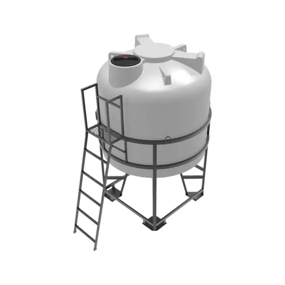 Емкость ЦКТ 5000 л с патрубком 90мм под плотность до 1,5 г/см3 белая в обрешетке с лестницей