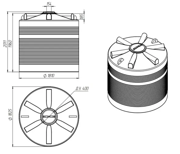 Емкость для хранения жидких минеральных удобрений (КАС, ЖКУ и др) 5000 ЭВЛ красный