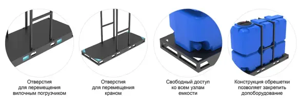 Емкость ST 2000л под плотность до 1.2 г/см3 с откидной крышкой синяя