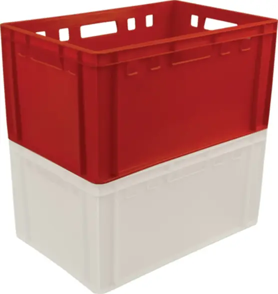 Ящик пластиковый сплошной Е3 (евроформат), 600x400x300 мм, 61 л, красный [210]