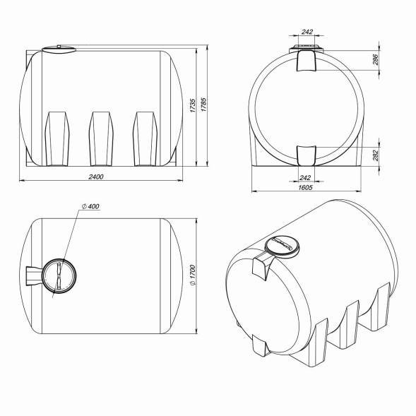 Емкость для хранения жидких минеральных удобрений (КАС, ЖКУ и др) 5000 H красный