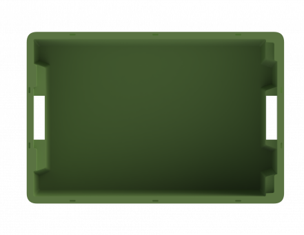 Ящик пластиковый универсальный пищевой конусный сплошной, 600х400х200 мм, зеленый [12.433F.71.PE.R]