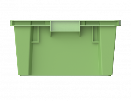 Ящик пластиковый универсальный пищевой конусный сплошной, 600х400х200 мм, зеленый [12.433F.71.PE.R]