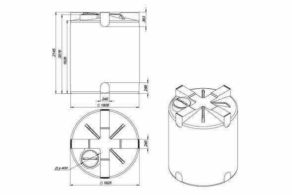 Емкость T 5000л под плотность до 1.2 г/см3 синяя