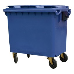 Мусорный контейнер для ТБО/ТКО, 660 л, на колёсах, с крышкой, пластик, евро, цвет: синий