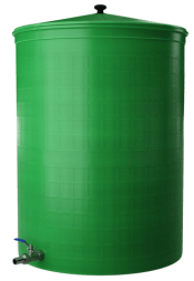 Бочка пластиковая садовая с краном 3/4&quot; из латуни для дождевой воды и полива, 150л, зеленый [332]