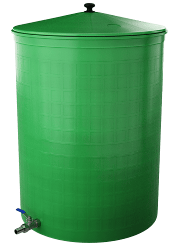 Бочка пластиковая садовая с краном 3/4&quot; из латуни для дождевой воды и полива, 150л, зеленый [332]