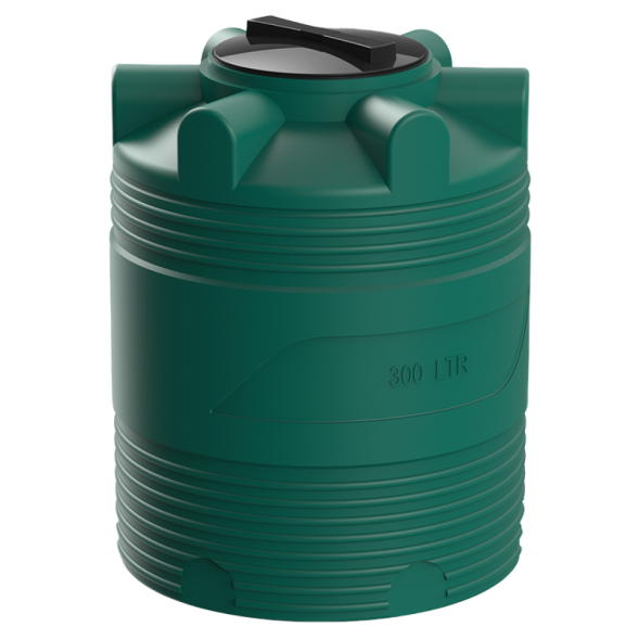 Бочка (емкость) пластиковая вертикальная с крышкой, 300 л, зеленый [TV300S2]