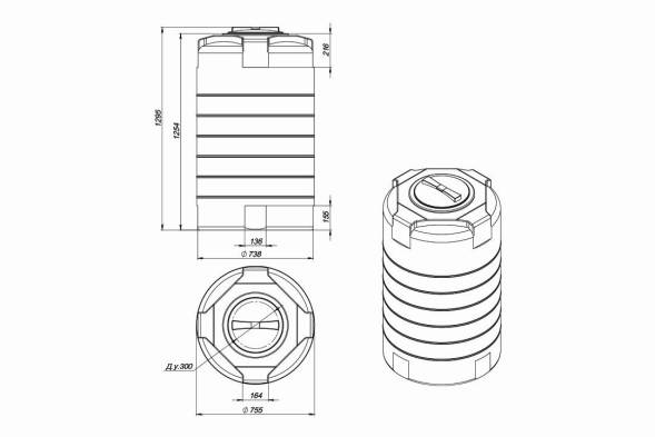 Емкость T 500л под плотность до 1.5 г/см3 синяя