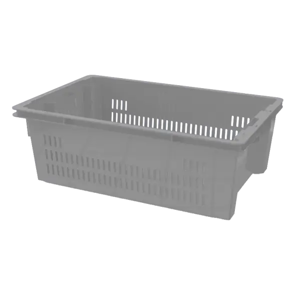 Ящик универсальный пищевой конусный 600х400х200, перфорированные стенки, сплошное дно морозостойкий