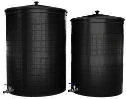 Бочка пластиковая садовая с краном 3/4&quot; из латуни для дождевой воды и полива, 150л, черный [342]