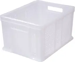 Ящик пластиковый перфорированный, 400×300×230 мм, 21.6 л, белый [703.02.01 м]
