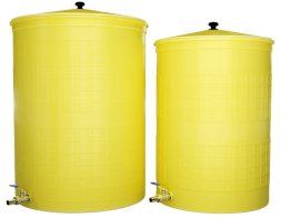 Бочка пластиковая садовая с краном 3/4&quot; из латуни для дождевой воды и полива, 150л, желтый [372]
