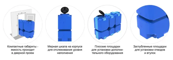Емкость ST 2000л с откидной крышкой синяя в обрешетке