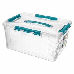 Ящик для хранения универсальный с замками и ручкой Grand box, 15,3л, голубой