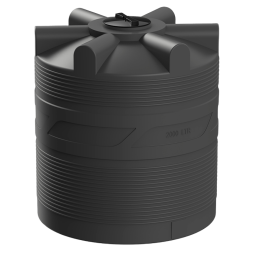 Емкость (резервуар) пластиковая вертикальная с крышкой, 2000 л, черный [TV2000S1]