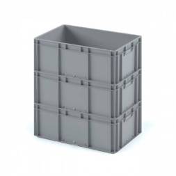 Евроконтейнер пластиковый с усиленным дном EC-6422, 600х400х220 мм, серый