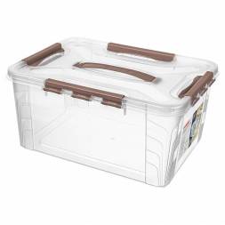 Ящик для хранения универсальный с замками и ручкой Grand box, 15,3л, коричневый