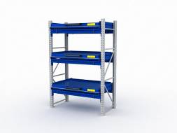 Стеллаж с выкатными платформами ДВК S-HEAVY 1000/1300 (3 яруса хранения)