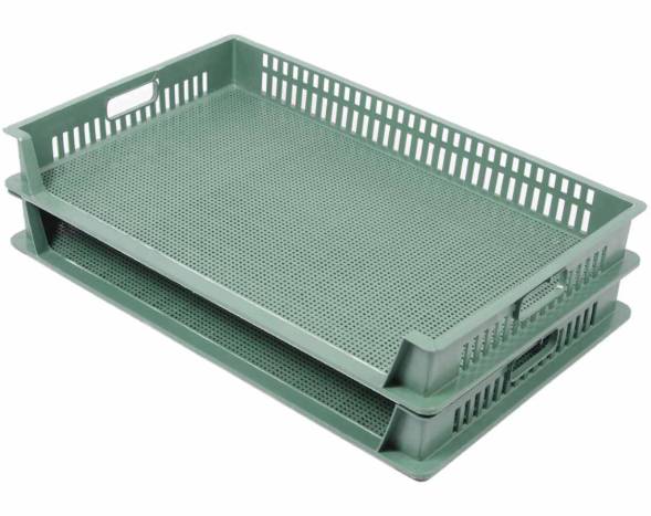 Пластиковый лоток 740х465х95 трёхбортный с мелкой перфорацией