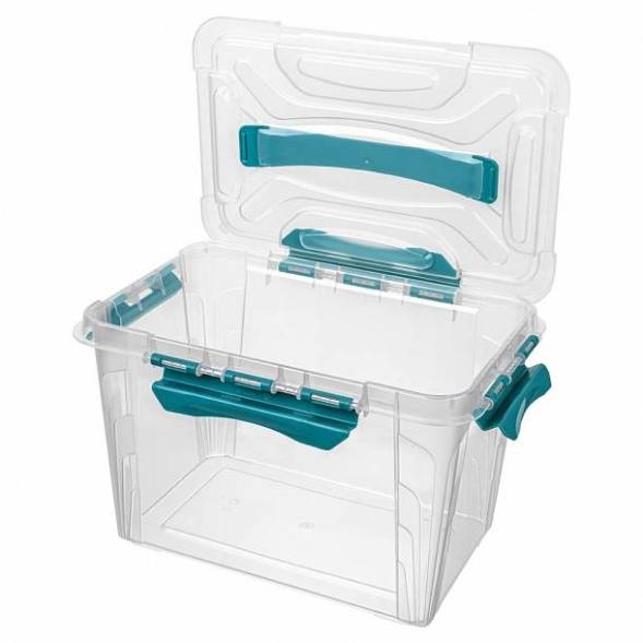 Ящик для хранения универсальный с замками и ручкой Grand Box, 6,65л, голубой