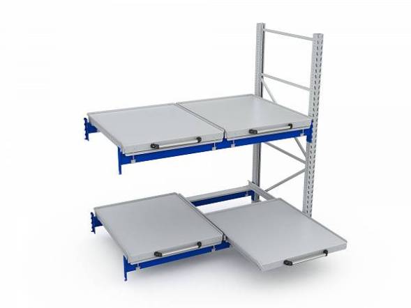 Стеллаж с выкатными платформами ДВК S-HEAVY 500 (2 яруса хранения)