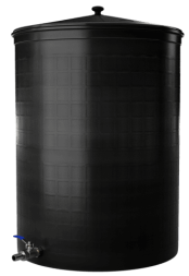 Бочка пластиковая садовая с краном 3/4&quot; из латуни для дождевой воды и полива, 300л, черный [343]