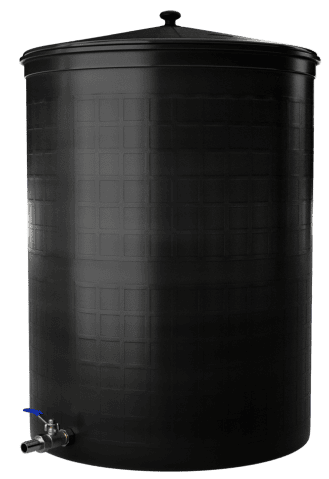 Бочка пластиковая садовая с краном 3/4&quot; из латуни для дождевой воды и полива, 300л, черный [343]