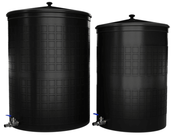 Бочка пластиковая садовая с краном 3/4&quot; из латуни для дождевой воды и полива, 300л, черный [343]