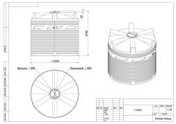 Емкость (резервуар) пластиковая вертикальная с крышкой, 8000 л, черный [TV8000S1]