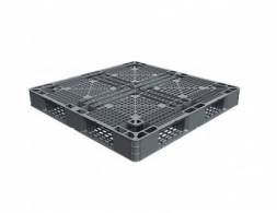 Паллет (поддон) пластиковый перфорированный на 3-х полозьях, 1050х1050х120 мм, серый [02.111.91]