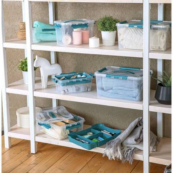 Ящик для хранения универсальный с замками и ручкой Grand box, 6,65л, светло-серый