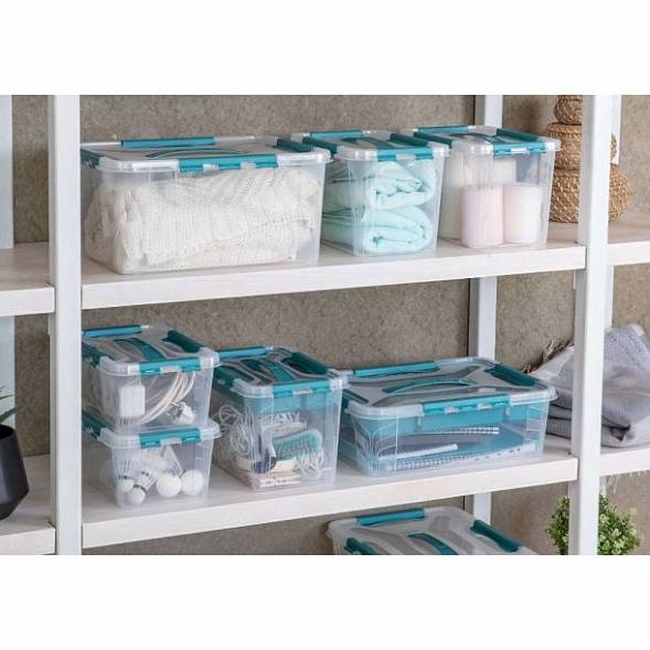 Ящик для хранения универсальный с замками и ручкой Grand box, 6,65л, светло-серый