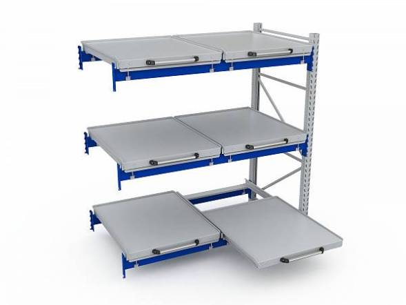 Стеллаж с выкатными платформами ДВК S-HEAVY 500 (3 яруса хранения)