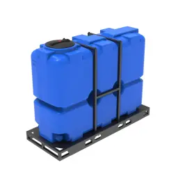 Емкость ST 2000л с патрубками 100мм под плотность до 1.5 г/см3 синяя в обрешетке