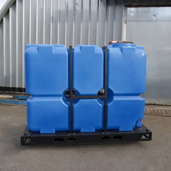 Емкость ST 2000л с патрубками 100мм под плотность до 1.5 г/см3 синяя в обрешетке