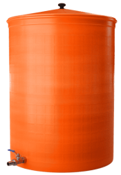 Бочка пластиковая садовая с краном 3/4&quot; из латуни для дождевой воды и полива, 300л, терракотовый [353]