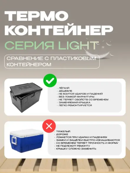 Термоконтейнер TERMOBOX Облегченный Light, 109 л, 800х600х390 мм, 30кг/м3
