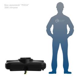 Бак пластиковый душевой с подогревом и уровнемером «РОСА», 200 л, черный [DRS200S112]