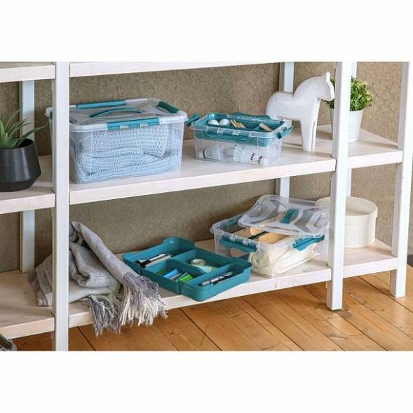 Ящик для хранения универсальный с замками и ручкой Grand box,10л, светло-серый