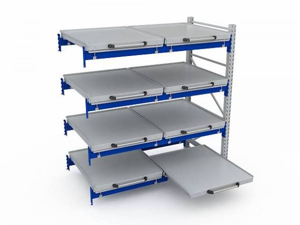 Стеллаж с выкатными платформами ДВК S-HEAVY 500 (4 яруса хранения)