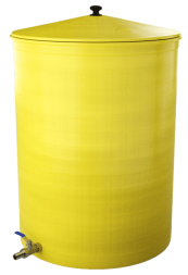 Бочка пластиковая садовая с краном 3/4&quot; из латуни для дождевой воды и полива, 300л, желтый [373]