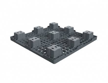 Паллет (поддон) пластиковый перфорированный вкладываемый, 1100х1100х140 мм, серый [02.118.91]