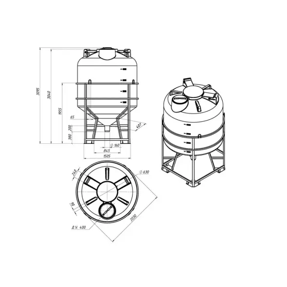 Емкость ЦКТ 5000 л с патрубком 110мм под плотность до 1,5 г/см3 белая в обрешетке