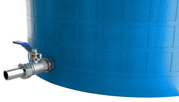 Бочка пластиковая садовая с краном 3/4&quot; из латуни для дождевой воды и полива, 300л, голубой [363]