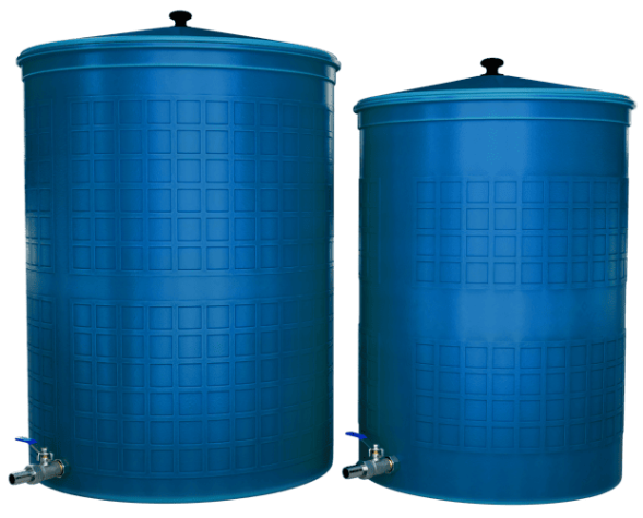 Бочка пластиковая садовая с краном 3/4&quot; из латуни для дождевой воды и полива, 300л, голубой [363]